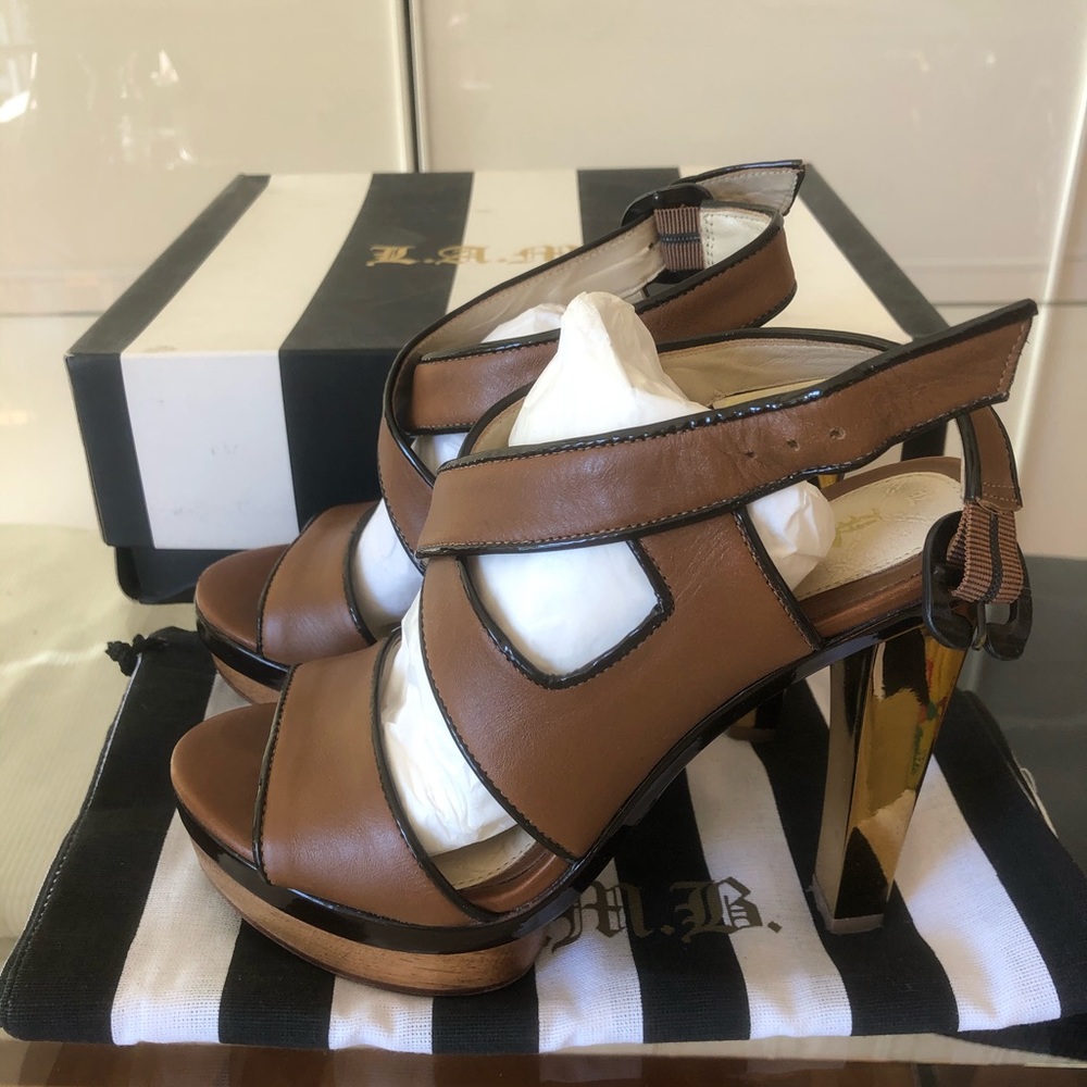 L.A.M.B sandals heel size 5